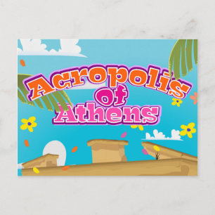 Akropolis van Athene Griekenland reisposter. Briefkaart