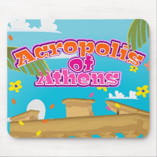 Akropolis van Athene Griekenland reisposter. Muismat