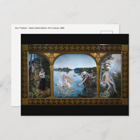Akseli Gallen-Kallela - Aino Triptiek Briefkaart (Voorkant / Achterkant)
