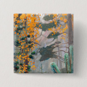 Akseli Gallen-Kallela - Autumn Forest Vierkante Button 5,1 Cm