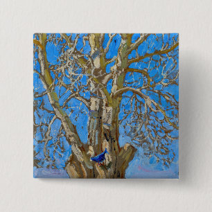 Akseli Gallen-Kallela - Crack Willow en Blue Bird Vierkante Button 5,1 Cm