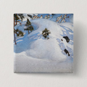 Akseli Gallen-Kallela - Februari Vision Vierkante Button 5,1 Cm