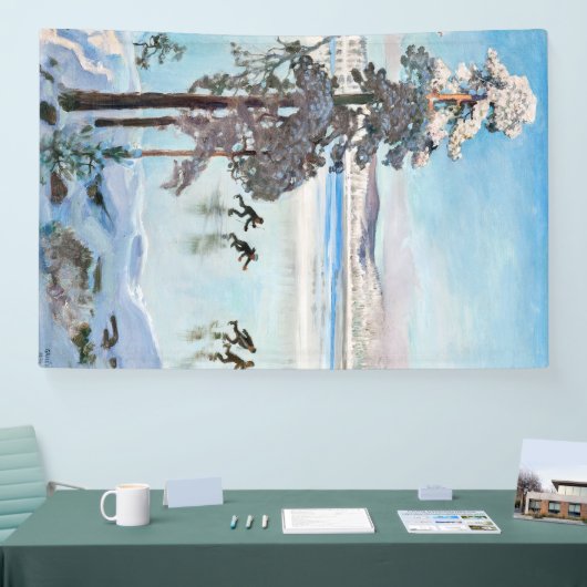 Akseli Gallen-Kallela - Skaters nabij Kalela Shore Spandoek (Beurs)