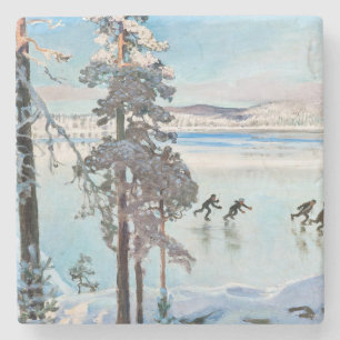 Akseli Gallen-Kallela - Skaters nabij Kalela Shore Stenen Onderzetter