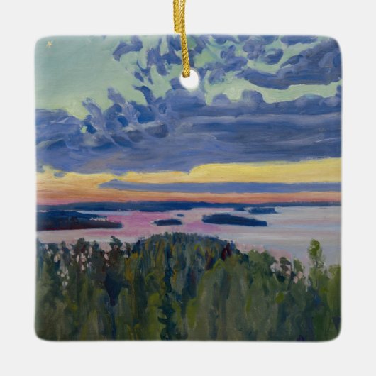 Akseli Gallen-Kallela - Uitzicht over een meer bij Keramisch Ornament (Voorkant)