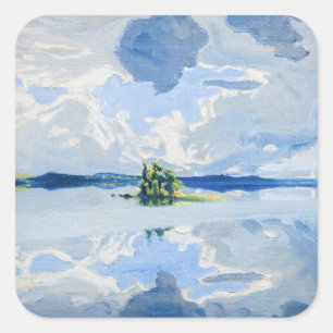 Akseli Gallen-Kallela - Wolken boven een meer Vierkante Sticker