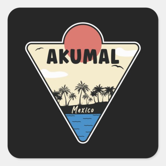 Akumal Mexico Seashore Vierkante Sticker (Voorkant)