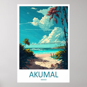 Akumal Vintage Reisposter Ski Nationaal Park Poster