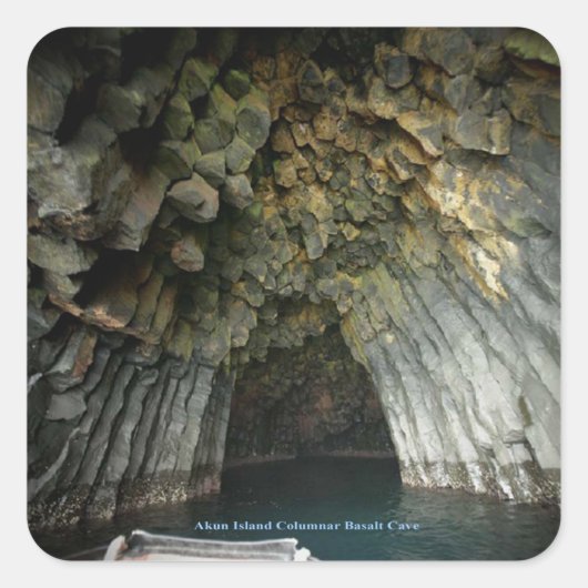 Akun Island Columnar Basalt Cave Vierkante Sticker (Voorkant)