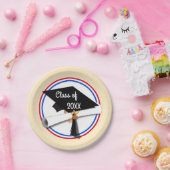 Al Amerikaans Afstudeerder - Rood wit & blauw Papieren Bordje (Feest)