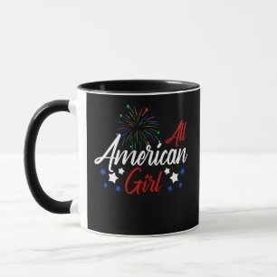 Al-Amerikaans meisje op 4 juli Familiepatriottisch Mok