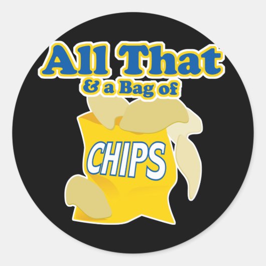 Al dat en een tas met chips ronde sticker (Voorkant)