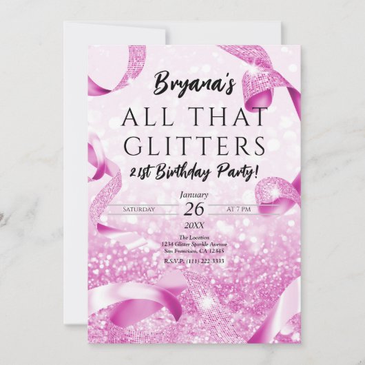 Al dat glitters roze Sparkle verjaardagsfeestje Kaart (Voorkant)