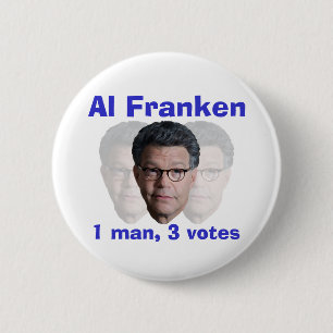 Al Franken: 1 man, 3 stemmen Ronde Button 5,7 Cm
