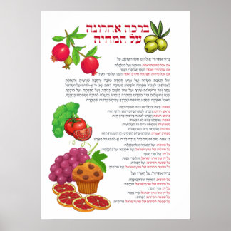 Al haMichya Hebreeuws na eten kleurrijk Poster