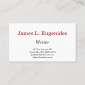 Al het werk en geen schrijver van het Spel Visitekaartje (Achterkant)