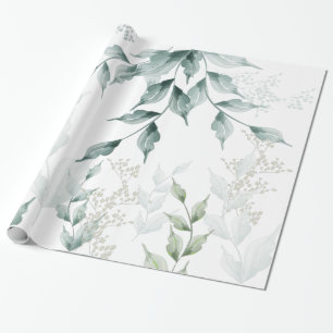 Al Occasion Wrapping Grayed Jade Green Botanical Cadeaupapier