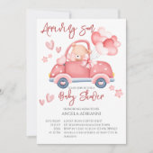 Al snel schattige roze teddybeer kleine chauffeur kaart (Voorkant)