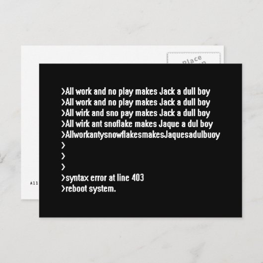 Al werk en geen spel briefkaart (Voorkant / Achterkant)