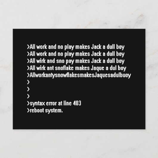 Al werk en geen spel briefkaart (Voorkant)