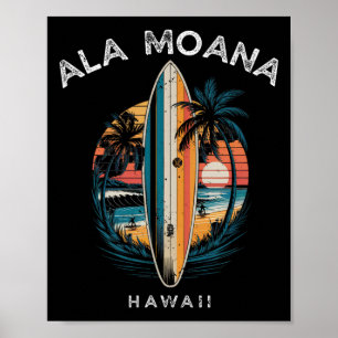 Ala Moana-strand Hawaï Mannen Vrouwen Surfen Poster