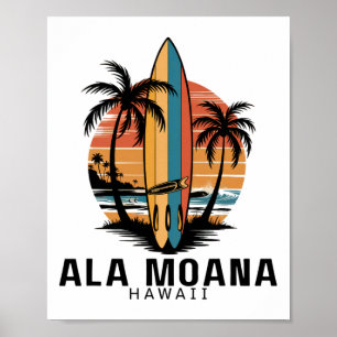Ala Moana-strand Hawaï surfen surfer _1 Poster