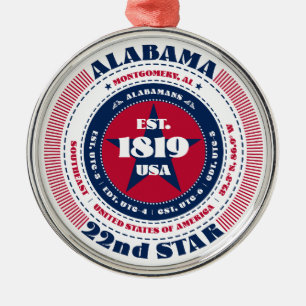 Alabama 22e staat kerstversiering metalen ornament