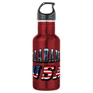 Alabama-afbeelding en Amerikaanse vlag-lettertype Waterfles