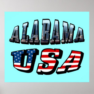 Alabama Afbeelding en Amerikaanse vlag Poster