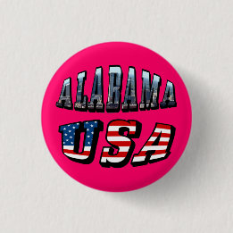 Alabama Afbeelding en Amerikaanse vlag Ronde Button 3,2 Cm