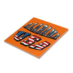 Alabama Afbeelding en Amerikaanse vlag Tegeltje