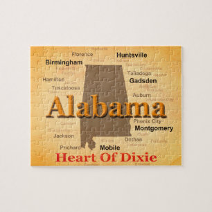 Alabama Aged Map Silhouette Legpuzzel