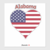 Alabama American Flag Heart Sticker (Vel)