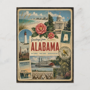 Alabama authentieke vintage stijl ansichtkaart briefkaart