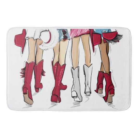 Alabama Dames Mode Cowboy Boot Rood Wit Badmat (Voorkant)