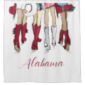 Alabama Dames Mode Cowboy Boot Rood Wit Douchegordijn (Voorkant)