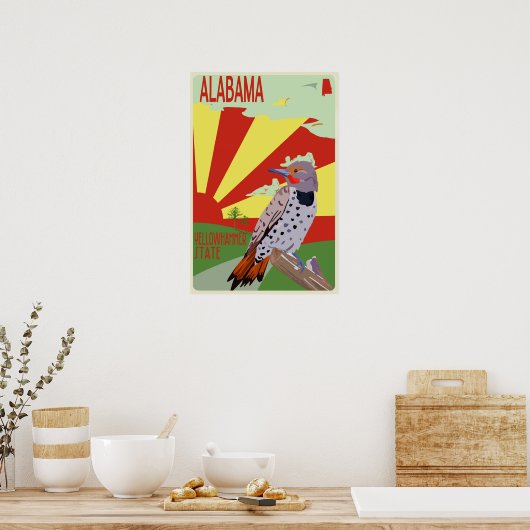Alabama, deelstaat Yellowhammer, reisposter Poster (Keuken)