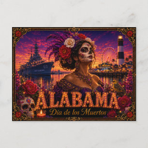 Alabama Día de los Muertos Retro Briefkaart