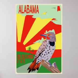 Alabama, État de Yellowhammer, affiche de voyage