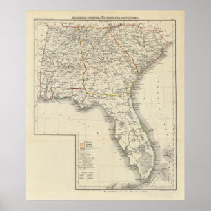 Alabama, Georgia, South Carolina en Florida Poster