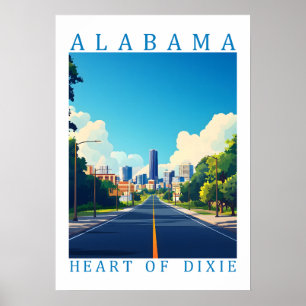 Alabama Hart van Dixie Retro Reisposter Kunst Poster