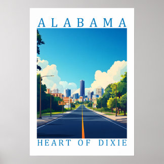 Alabama Hart van Dixie Retro Reisposter Kunst Poster