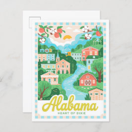 Alabama Hart van Dixie USA Zomer Reizen Briefkaart