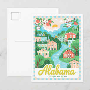 Alabama Hart van Dixie USA Zomer Reizen Briefkaart