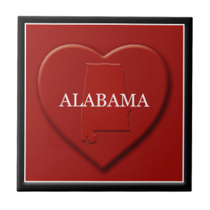 Alabama Heart Map Tile Tegeltje