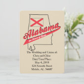 Alabama Heart of Dixie Wedding Invitation Kaart (Staand voorkant)