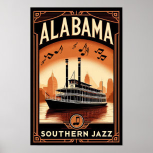  Alabama Jazz Riverboat Poster
