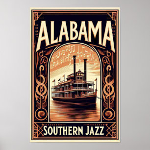 Alabama Jazz Riverboat Poster