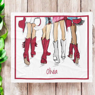 Alabama Ladies Mode Cowboy Boots Crimson Naam Fleece Deken