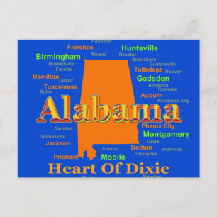 Alabama Map Silhouette Pop Art Briefkaart